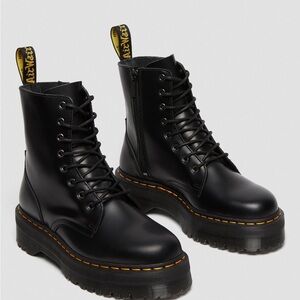Dr. Martens Black Combat Moto Boots with Platform Sole